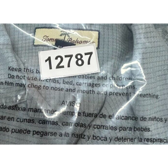 Tommy Bahama Shirt Mens Medium Blue Silk Button Up Loop Collar Short Sleeve - Picture 7 of 7